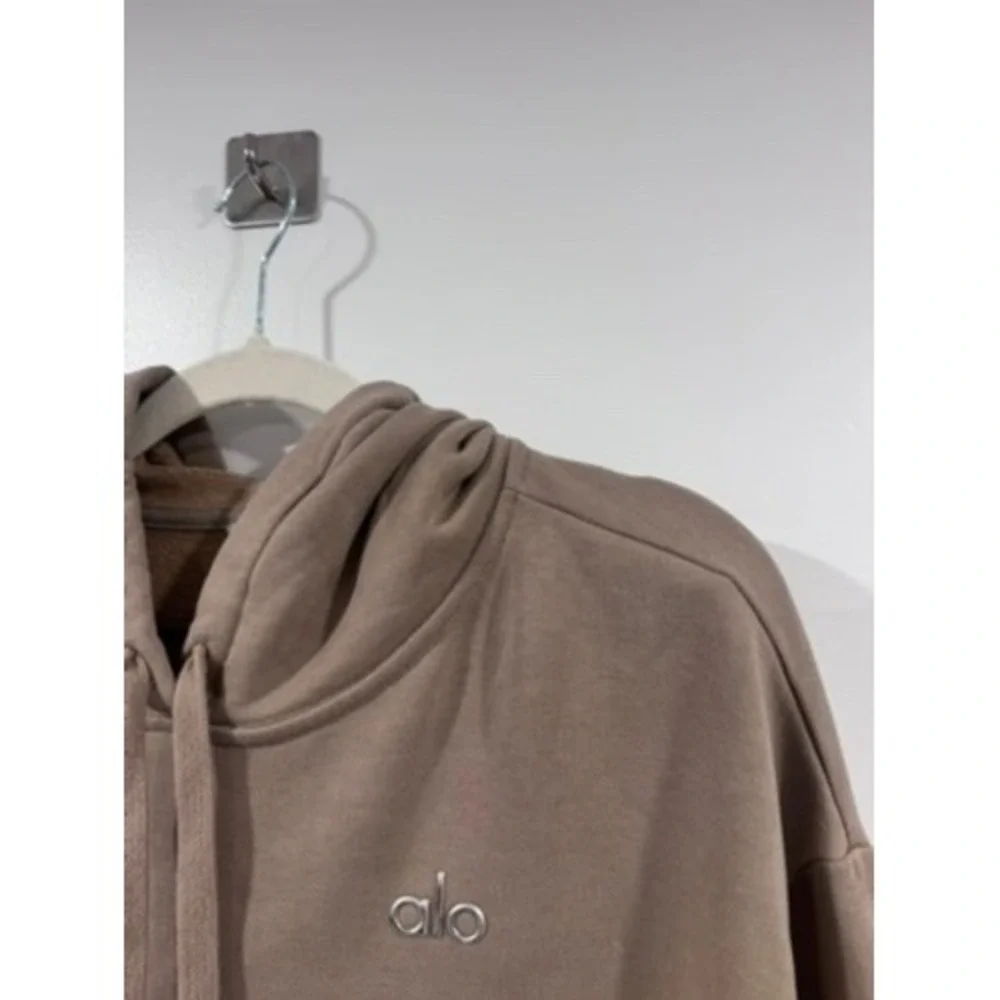 Alo Yoga Accolade Hoodie Taupe Brown Pullover Oversized Sweatshirt Women Small